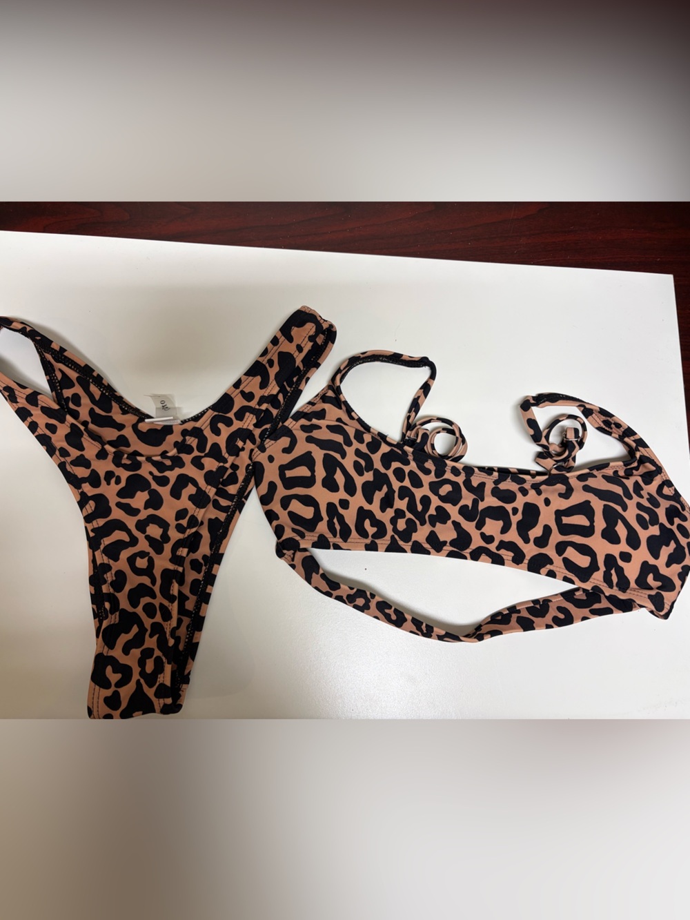 Leopard Print Bikini Set - Tan and Black